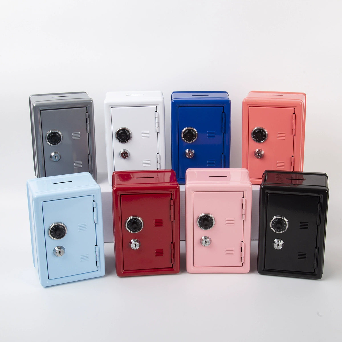 Mini Metal Coin Bank with Lock for Kids, Home Storage Box