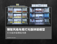 American Steel Garage Light Scene 1:64 Simulation Parking Lot Car Storage Model Alloy Car