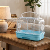 Handheld Cage for Avian Transport, Portable Acrylic Observation Cage with Standing Perch, Small Portable Carrier for Parrot Outdoor Adventures