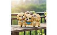 Three Pups Flower Pot Creative Design Cute Dog Succulent Planter for Balcony