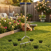 Aerator with 3 Hollow Tines Compacted Soil Manual Lawn Aerator Handheld for Homeowners, Gardeners, Garden Maintenance