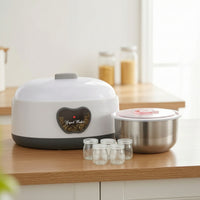 Countertop Electric Yogurt Maker Compact Yogurt Maker with Glass Jars Food-Grade Fermentation Machine with Stainless Steel Bowl Removable for Families, Beginners