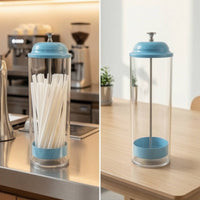 Straws Dispenser with Metal Rod Upright Straws Holder Container for Kitchen Counter