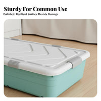 Flat Rolling Storage Bin Low-Height Under-Bed Container Space-Saving for Closet