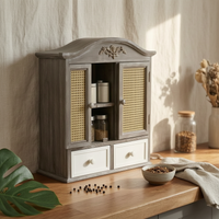 Rustic Display Cabinet Decorative Design Vintage Storage Cabinet Mid-Period Look Home Furniture for Entryway