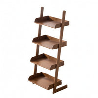 Leaning Shelf Freestanding Shelf with Tray Tiers Space-Saving Wall-Leaning Bookshelf for Plant Lovers