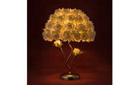Decorative Rose Table Lamp Warm Light Rose Lamp Floral Gold-Tone for Bedside, Bedroom, Living Room