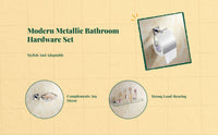 Copper bathroom set: towel bar, wall shelf, adjustable hooks