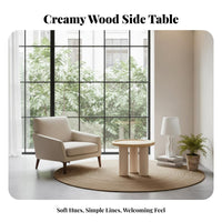 Round Wooden Table Minimalist Design Round Table with Thick Legs Rounded Design