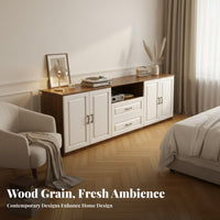 Wooden TV Cabinet Modern Simple Design TV Stand with Storage Multifunctional Living Room Entertainment Center for Bedroom, Small Apartment