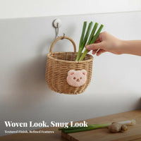 hareShaped Woven Basket Cute creature Design Hanging Organizer Space-Saving