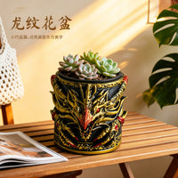 霸气龙纹造型花盆创意桌面个性多肉绿植花器室外阳台装饰园艺盆栽
