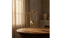 Candle Holder with Four Cups Golden Gold Candelabra Metal Decor for Hotel Reception Area
