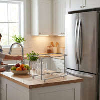 Cold-Water Jug Stand with a Glass Holder Shelf Sturdy Beverage Dispenser Stand with Shelf for Refreshment Station