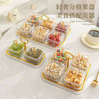 Plastic Fruit Bowl with Compartments for Living Room Coffee Table Snack Nuts