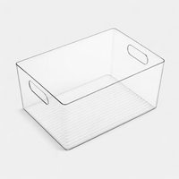Desktop Organizer Box, Clear Acrylic Rectangular Design, Kitchen Cabinet Storage for Shelves, Bin for Office
