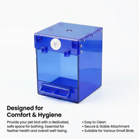 Bird Bath Box for Cage Hanging, Transparent Square Bird Bath Tub for Small Birds #variant:Blue