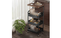 4-Tier Rolling Cart Space-Saving Rolling Cart with Wooden Top Multifunctional