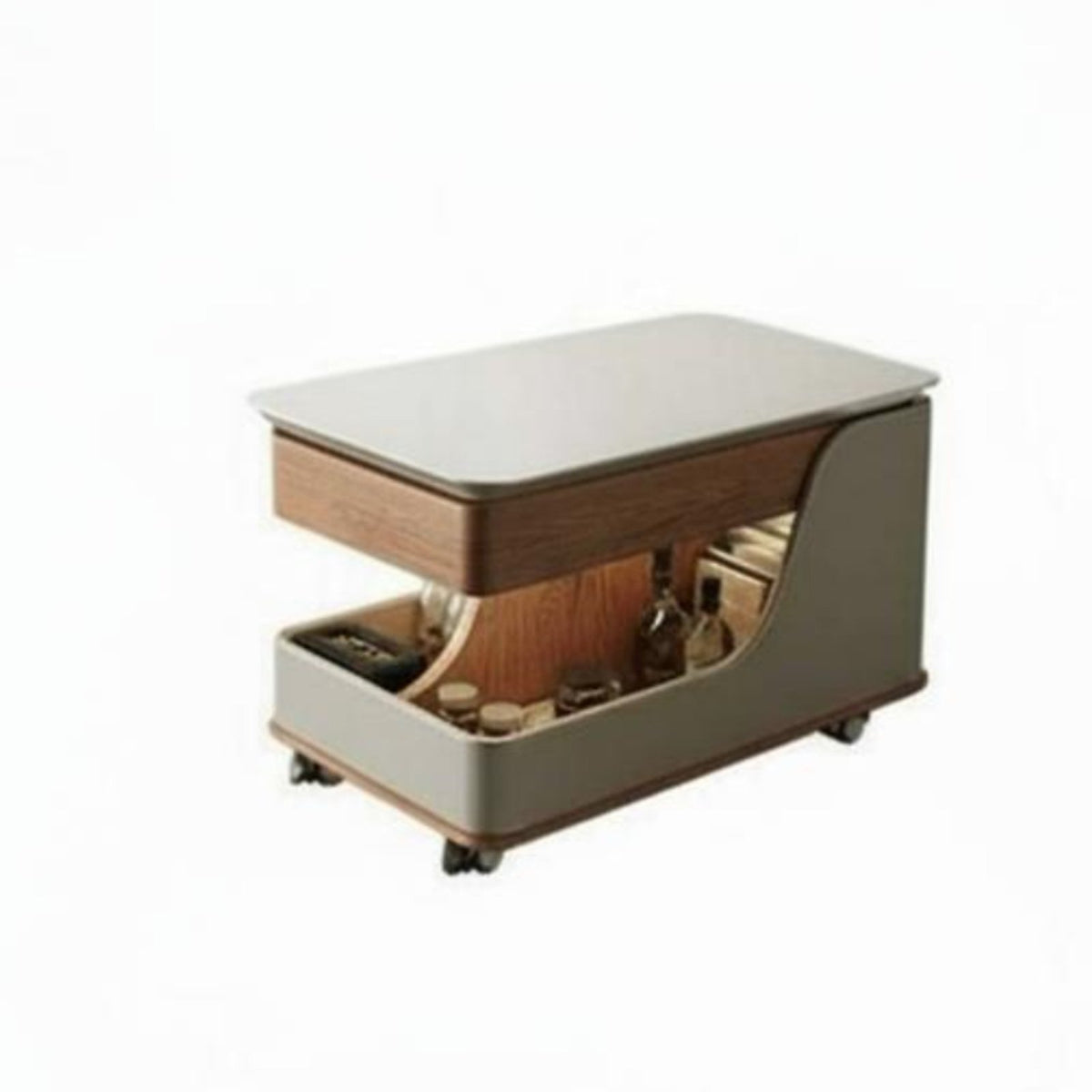 Foldable Tea Trolley Space-Saving Design Side Table Lockable Casters Multi-Tier Storage for Homeowners, Entertainers