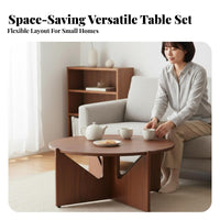 2 Pieces Round Tuck-Awaying Table Set Polished Rounded Edges Tuck-Awaying Table Set Sturdy Construction Multi-Purpose