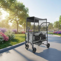 Push Cart Wagon Storage Pockets Wagon Metal Frame Children Transport