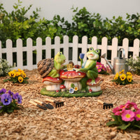 Solar Frog Garden Statue LED Lights Turtle Riding Frog Statue Colorful for Yard