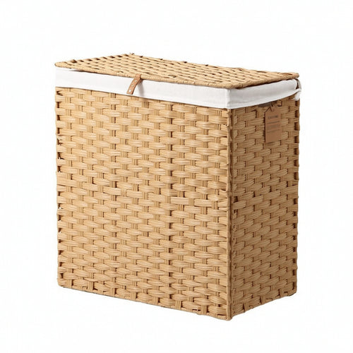 Storage Basket with Lid Collapsible Woven Laundry Basket Lidded for Dorm Room