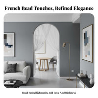 Translucent Pearl Door Curtain Elegant Design Tassel Fringe Drapery Shimmering