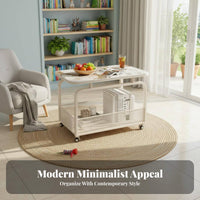 2-Tier Utility Cart on casters Mobile Furniture Multi-Functional for Homeowners