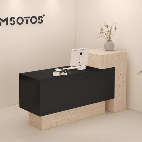 Commercial Checkout Counter Multi-Functional Modern Front Desk with Counter Spacious Storage Modern Front Desk for Receptionists, Office Lobby