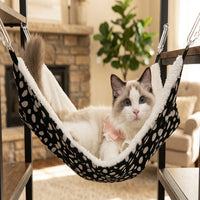 Cat Hammock Hanging Cat Bed with Metal Hooks, Washable Soft Hammock Bed for Pet Cage, Indoor Cat Hammock Hanging Bed for Small Animals and Pets