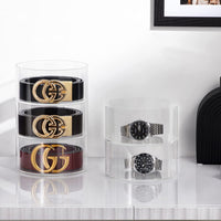 Transparent Acrylic Belt Storage Box, Stackable Cylindrical Display Case for Belts, Jewelry, or Watches