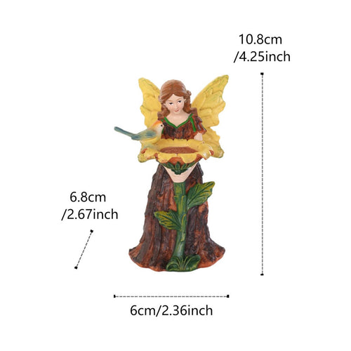 Bird Feeder Fairy Feeder Ornamental Outdoor Decor Hand-Painted Figurine for Patio