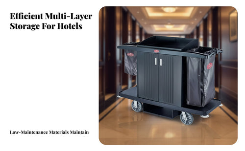 Silent Wheels Hotel Service Cart Multi-Functional Multifunctional Housekeeping Cart Large Capacity Industrial Janitorial Trolley Easy Mobility for Housekeepers, Janitors, Maintenance Workers, Restaurants, Restaurant, Public Venues, Hospital