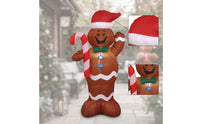 Holiday Inflatable Gingerbread Man with Candy Cane Outdoor Christmas Inflatable Gingerbread Man Festive Yard Decoration Inflate for Porch, Storefront