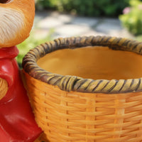 Bunny Flower Pot Sculpture Cute Resin Bunny Statue Seasonal Garden Decoration for Lawn, Balcony