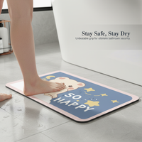 Diatomaceous Earth Bath Mat Super Absorbent Non-Slip Quick Dry Floor Mat for Bathroom and Home