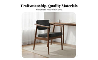 Wooden Dining Armchair with Padded Rear Nordic Design Upholstered Chair Thick Cushions Contouredd Armrests for Families