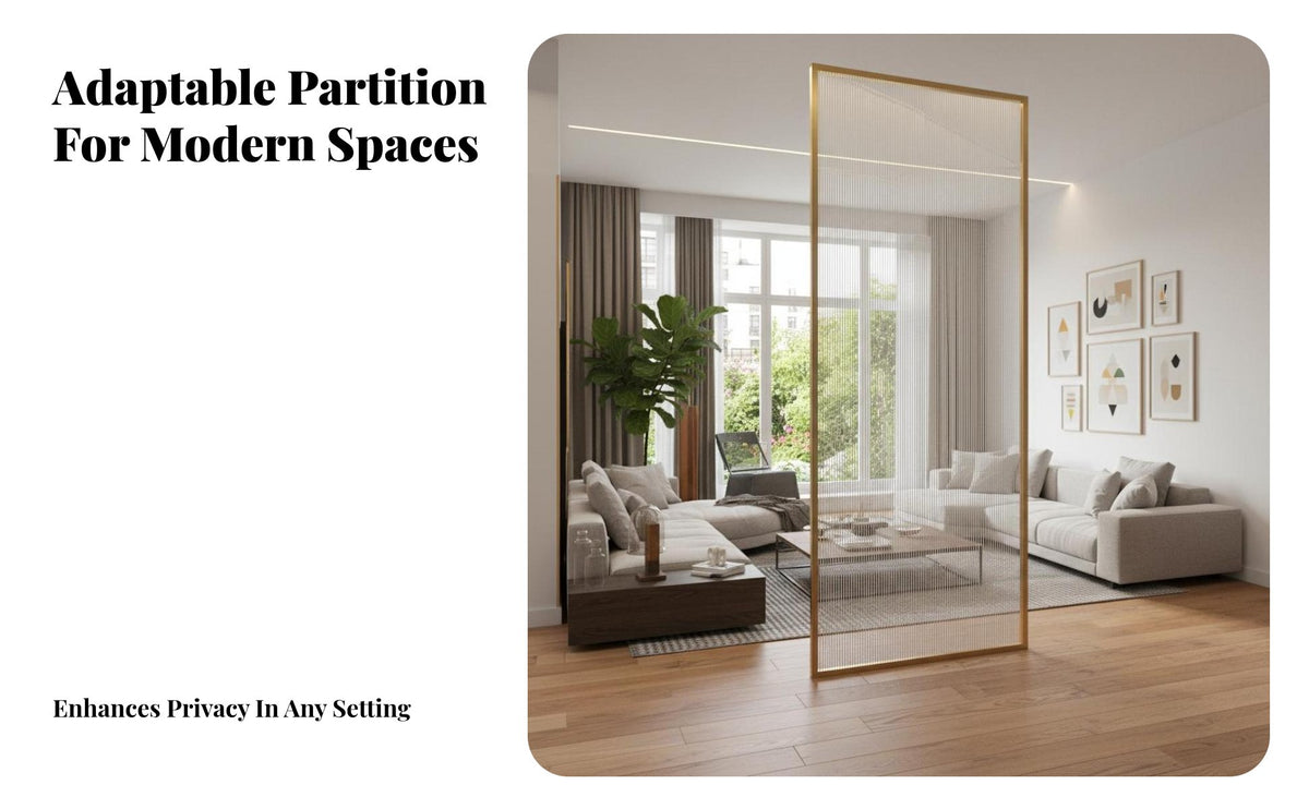 Integrated LED Lighting Illuminated Fluted Glass Panel Modern Aesthetic Space Partition Freestanding Room Divider Sturdy Frame for Interior Designers, Business Owners, Entrance Hall, Restaurant, Bedroom, Studio Apartment