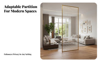 Integrated LED Lighting Illuminated Fluted Glass Panel Modern Aesthetic Space Partition Freestanding Room Divider Sturdy Frame for Interior Designers, Business Owners, Entrance Hall, Restaurant, Bedroom, Studio Apartment