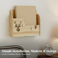 Adhesive Organizer Rack No-Drill Installation Wall Shelf Built-in Phone Holder