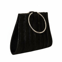 Elegant Design Pleated Evening Bag Compact Interior Circular Handle Clutch for Banquet, Wedding