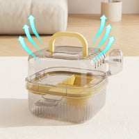 Portable Hamster Cage and Travel Hamster Cage Villa, Rectangular Pet Carrier with Wheel and Water Bottle, Simple Style for Outdoor Use for Hamsters