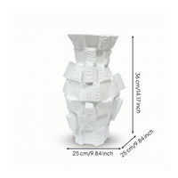 Geometric Vase Textured Resin Vase Handmade Vessel for Living Room, Tabletop, Entryway