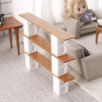 Miniature Cherry Wood Brick Bookshelf for Dollhouse