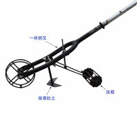 Wheeled Push Hoe with Quick Soil Loosening, Multi-functional Hand Tool
