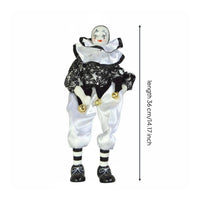 Dangling Leg Clown Doll Porcelain Head and Limbs Sitting Ceramic Clown Big Top Themed Ceramic Fool Figure Doll for Collectors, Desk Ornament