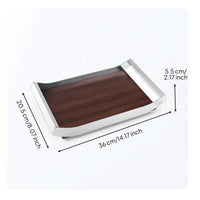 Decorative Tray with Handles Wood and Metal Tray Smooth for Vanity