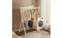 Freestanding Clothes Rack with Hanging Bar Compact Foldable Clothes Drying Rack for Apartment, Bedroom