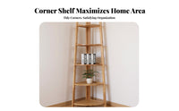 Floor-Standing 5-Tier Corner Shelving Unit Nordic Design 5-Tier Angled-Frame Corner Shelf Space-Saving Plant Stand Multi-Purpose for Apartment Dwellers, Book Lovers, Small Areas, Living Room, Home Office, Bedroom